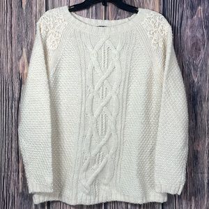 TALBOTS WOMEN knitted wool blended SWEATERS Size L Color Cream